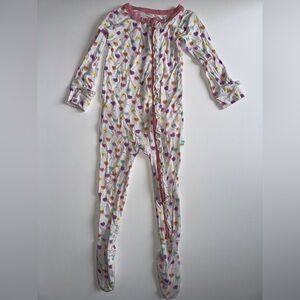 Macaron & Me Candy Heart Print Ruffle Footie - Size 2T